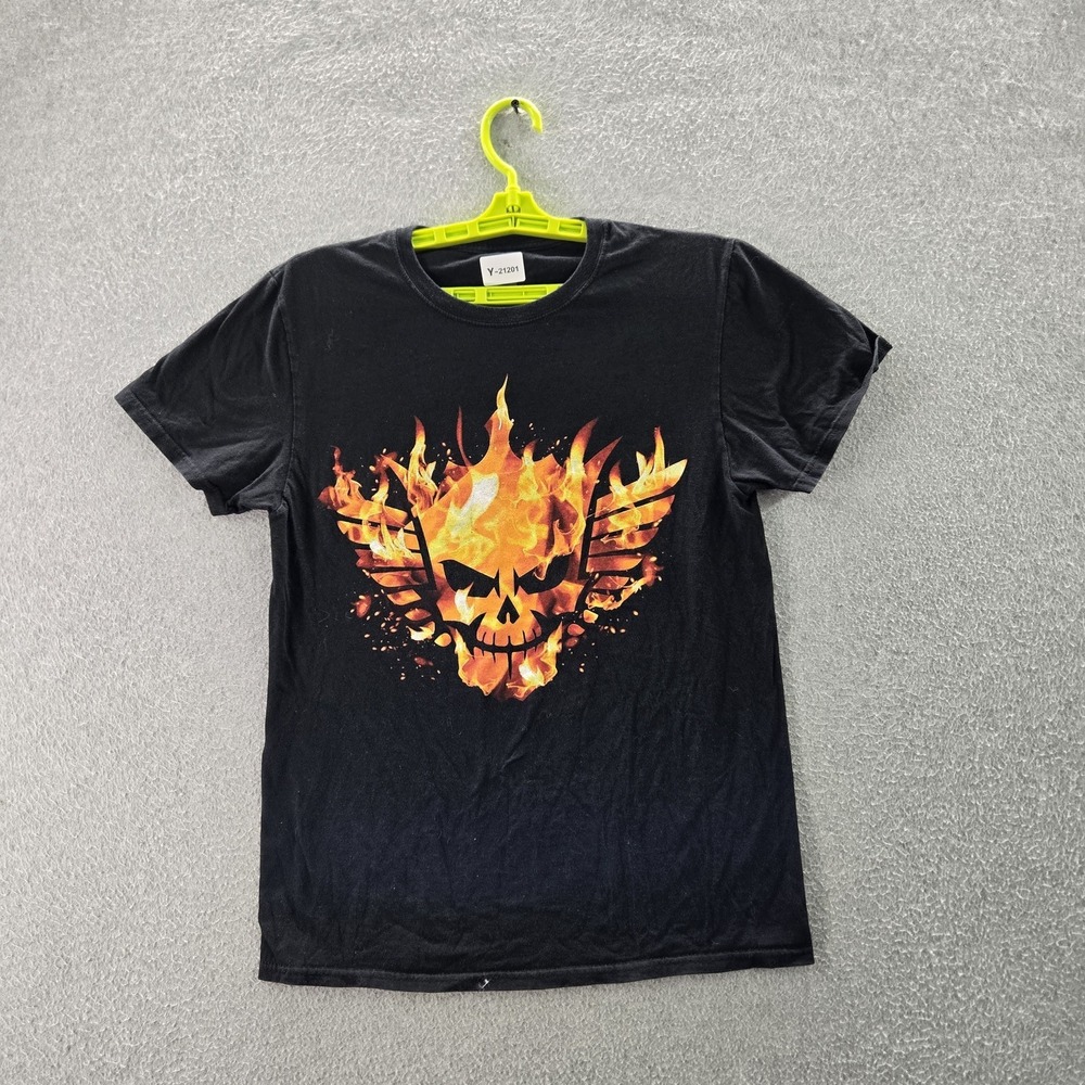 WWE Women Shirt S Black Cody Rhodes Nightmare Family Flaming Skull Wrestling